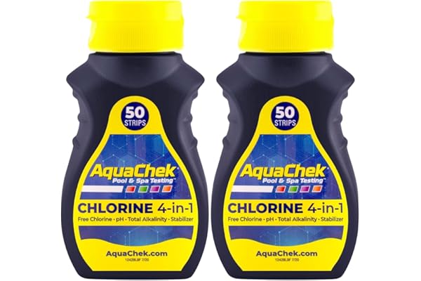 AquaChek 511244-02 Yellow 4-in-1 Free Chlorine Test Strips (2 Pack)