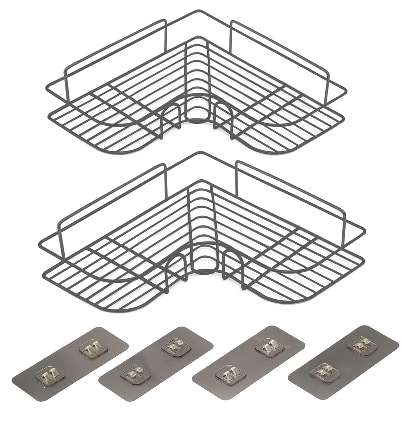 B & Z No-Drill Adhesive Corner Caddy for Bathroom/Kitchen – 2-Piece Set– Durable and Rust-Resistant Wall Shelves for Organizing and Storage