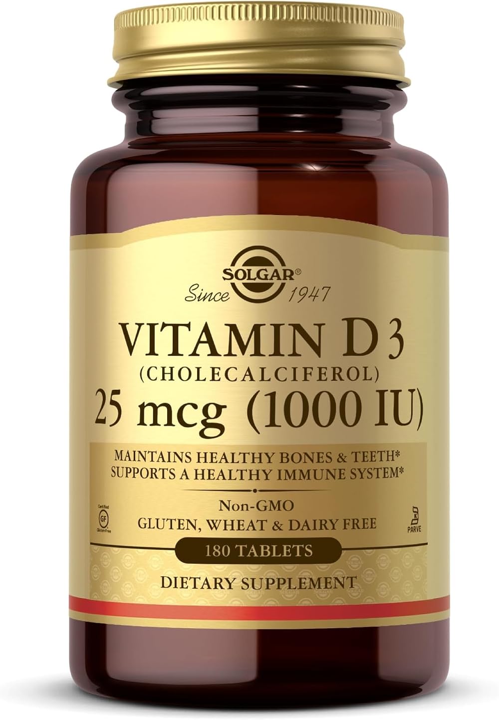 Solgar Vitamin D3 1000 IU 180 Softgels Gluten Free