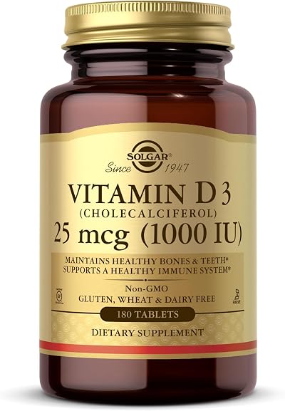 Solgar Vitamin D3 1000 IU 180 Softgels Gluten Free