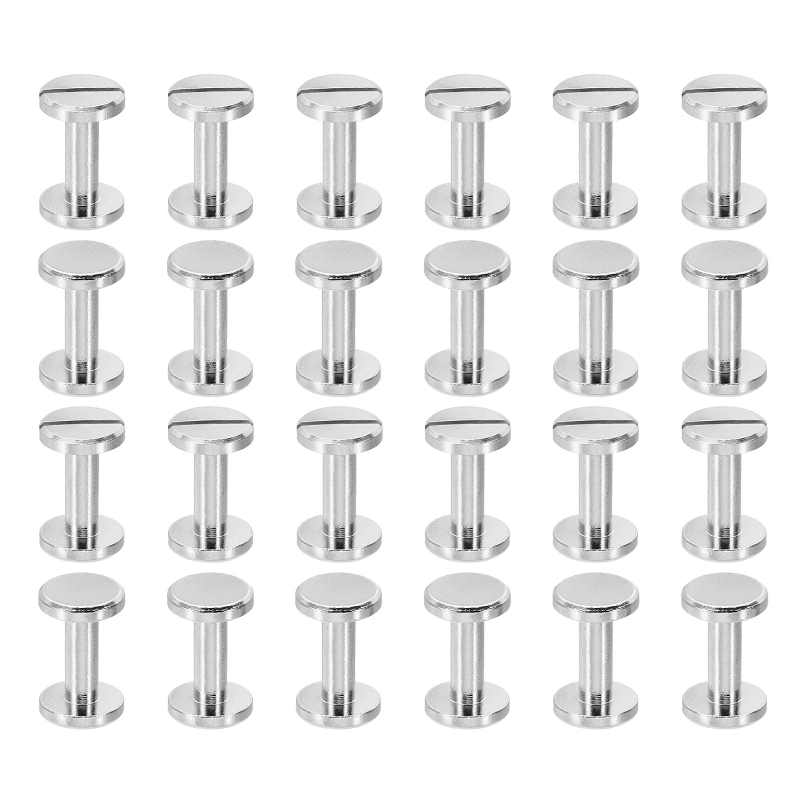 PATIKIL M4x12mm Chicago Screws, 25 Sets Brass Chicago Screw Slotted Binding Post Screw Rivets for Leather Belt Scrapbook Photo Albums, Silvery