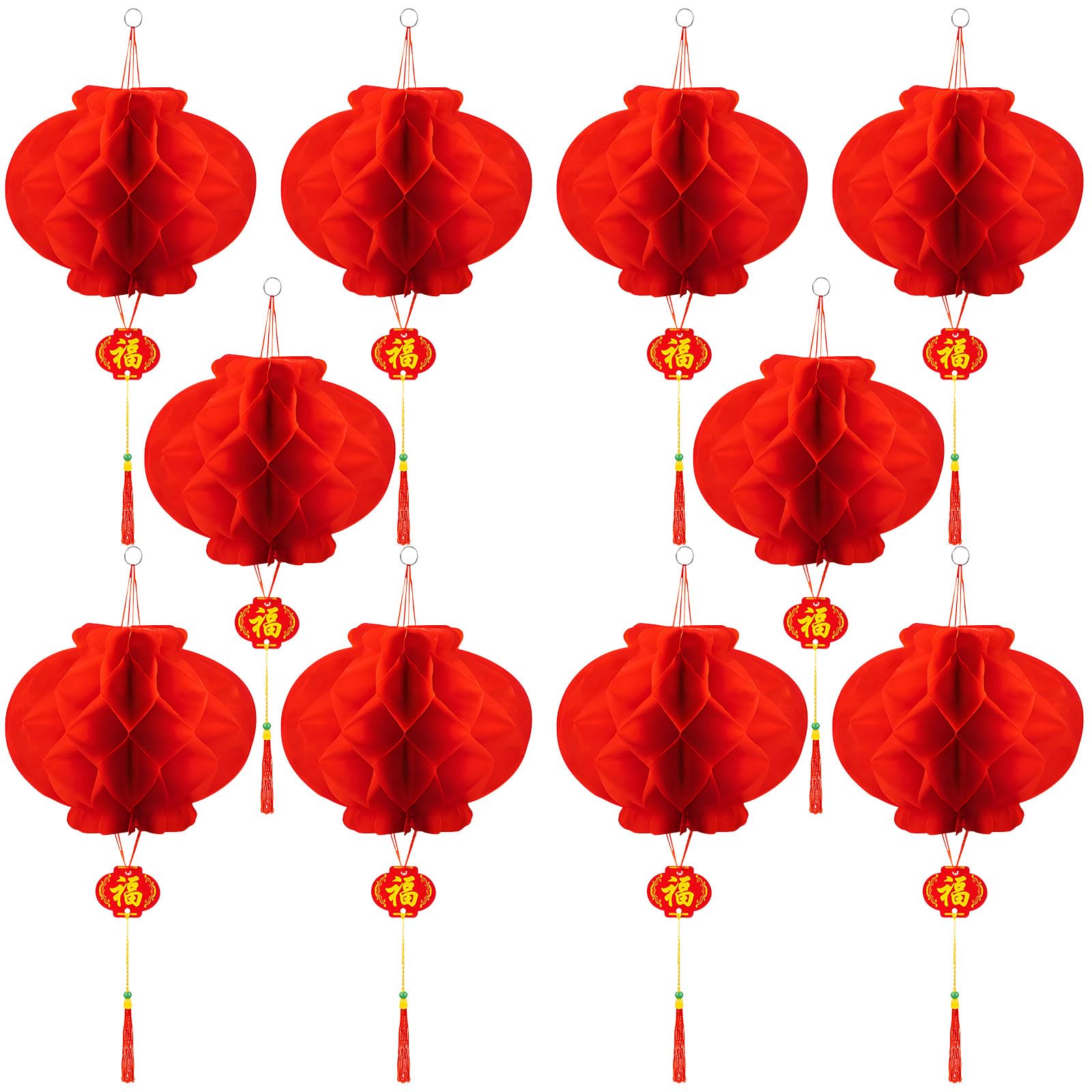 Photo 1 of 10Pcs Chinese Lanterns - Round Hanging Chinese New Year Lantern Lunar New Year Decorations 2026 - Red Chineses Lanterns for Lunar News Years, Wedding, Celebration, Lantern Festival Festive Decoration