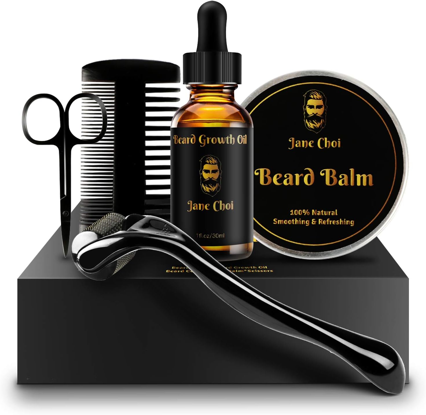 beard growth kit beard derma roller  beard growth serum oil  beard balm