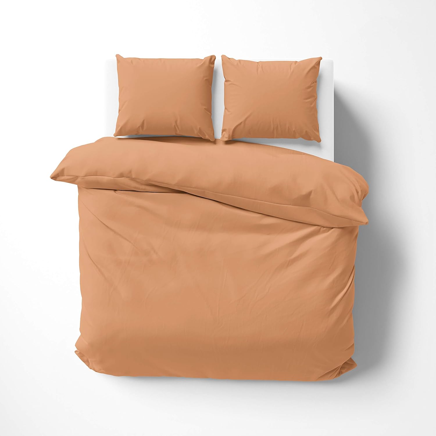 Savastextile Orange Bedding Set For Small Double Duvet Set Of 3 Plain