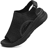 YESWIN Women Arch Support Orthotic Walking Sandals Open Toe Adjustable Ankle Strap