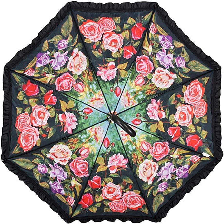 VON LILIENFELD Automatic Umbrella Floral Motif Women Rose Garden Double Layer, multicolour, Medium - Image 3