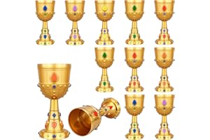 12 Pcs Medieval Molded Crown Goblets, 8 oz Colorful Jeweled Goblet Bulk, Vintage Plastic Goblets Medieval Wine Goblet for Car