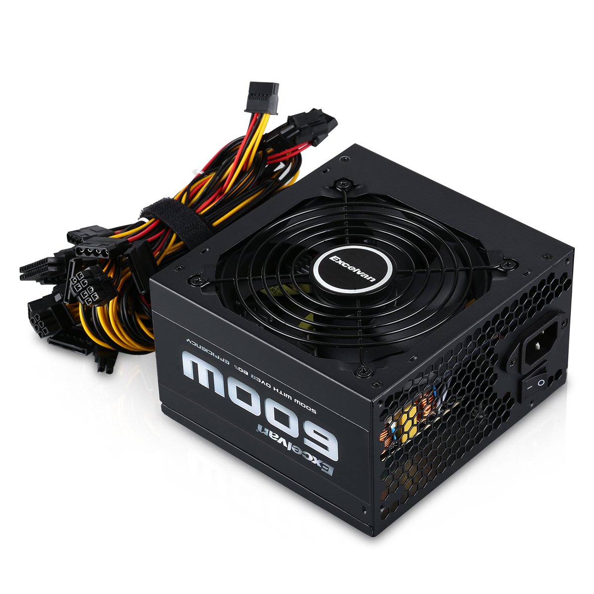 Excelvan ATX Computer Power Supply Desktop PC for Intel AMD PC SATA US (600W)