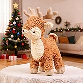 Zaxqerm Deer Stuffed Animal, 15.8" Christmas Reindeer Pillow Plush Super Soft Cuddly Toy Kawaii Birthday Gifts for Kids Boys Girls
