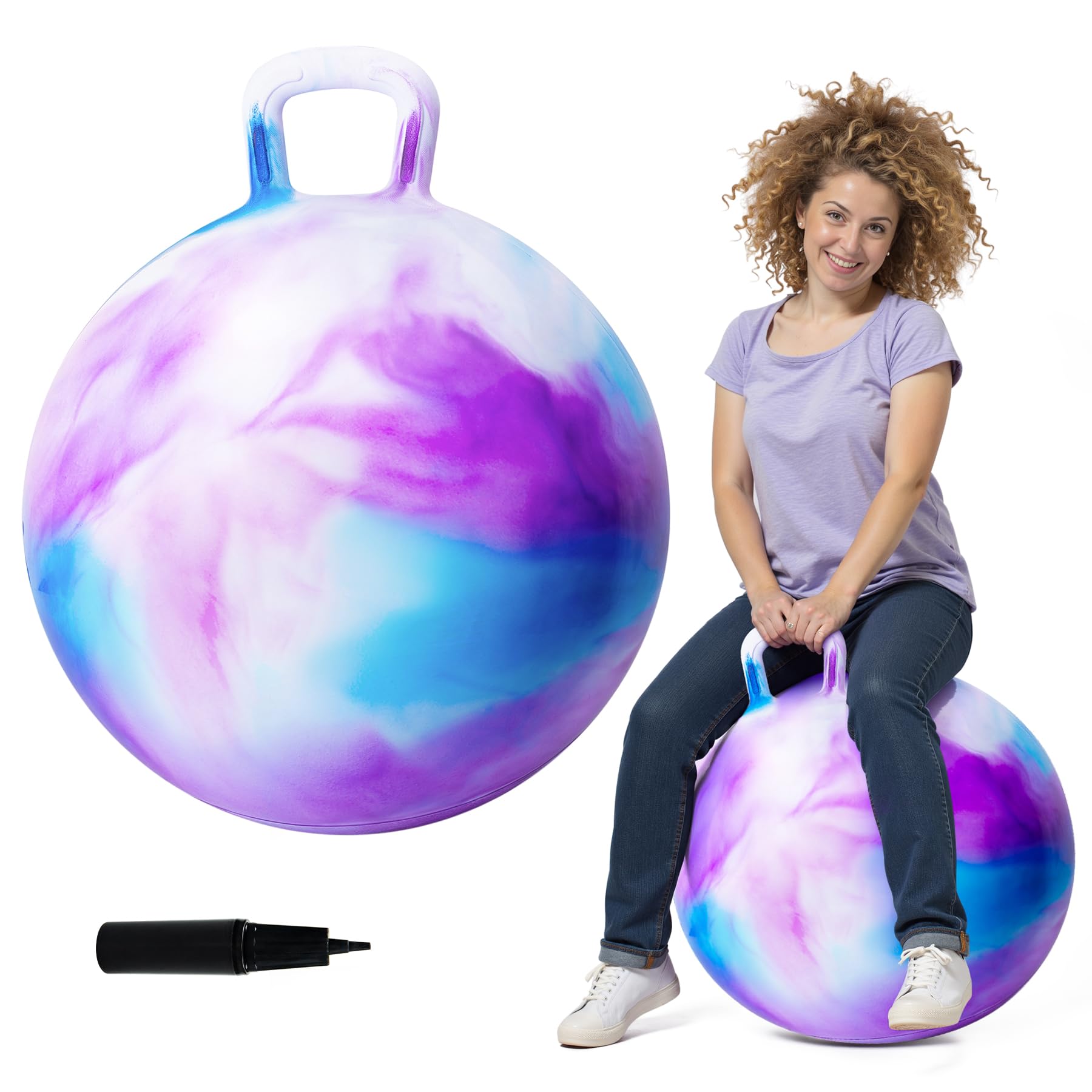 Photo 1 of ZOOJOY 28In Hopper Ball for Adults & Teens 16+, Clodus Bouncy Ball with Handle, Sit On Hippity Hop with Air Pump, Active Play for Family Activities & Indoor/Outdoor Sports