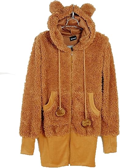 Amazon Xasapパーカー くまみみ クマ耳 くま耳パーカー レディース レディス 耳付き もこもこ ふわふわ L ブラウン トレーナー パーカー 通販
