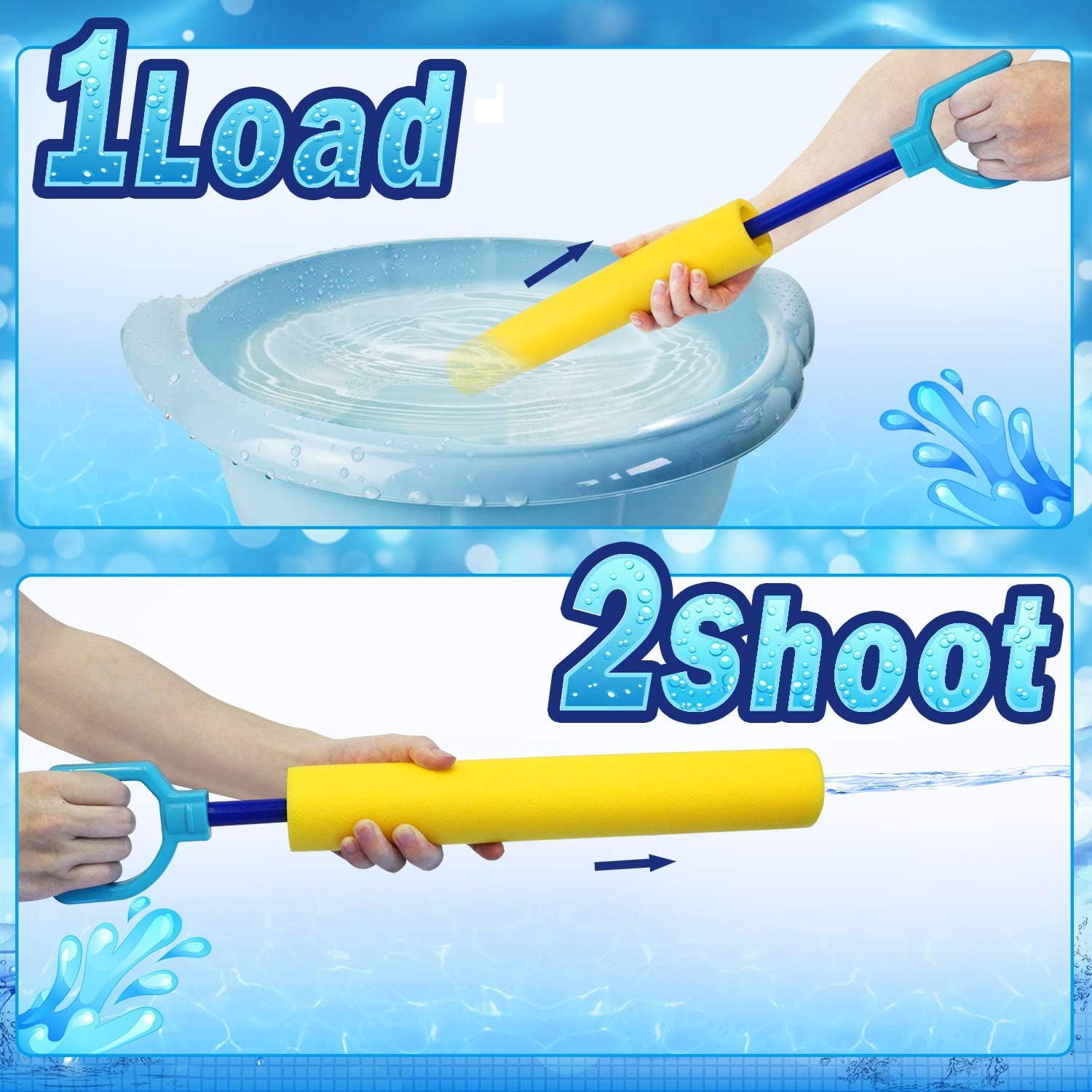 Comken 6 Pack Water Guns for Kids, Foam Water Blaster Squirt Guns,Easy to Carry,Perfect Outdoor Play Game Toys for Summer in Garden,Swimming Pool or Beach: Toys & Games