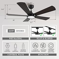 SMAAIR 52 Inch Low Profile Ceiling Fan with Light
