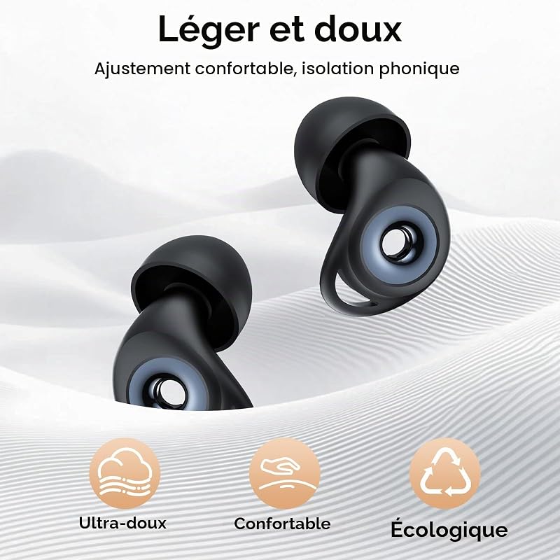 Bouchon D'oreille Pour Dormir, Anti-Bruit 45 dB, 4 Tailles (XS/S/M/L)