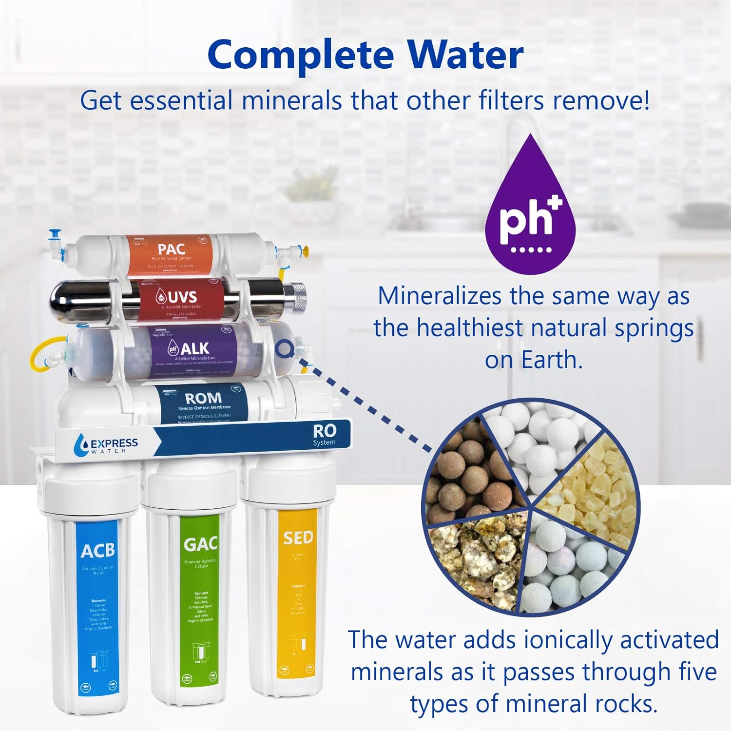 Express Water UV Reverse Osmosis Water Filtration System – 11 Stage UV Water Filter with Faucet and Tank – Under Sink Water Filter with Alkaline Filter for added Essential Minerals – 100 GDP: Home Improvement