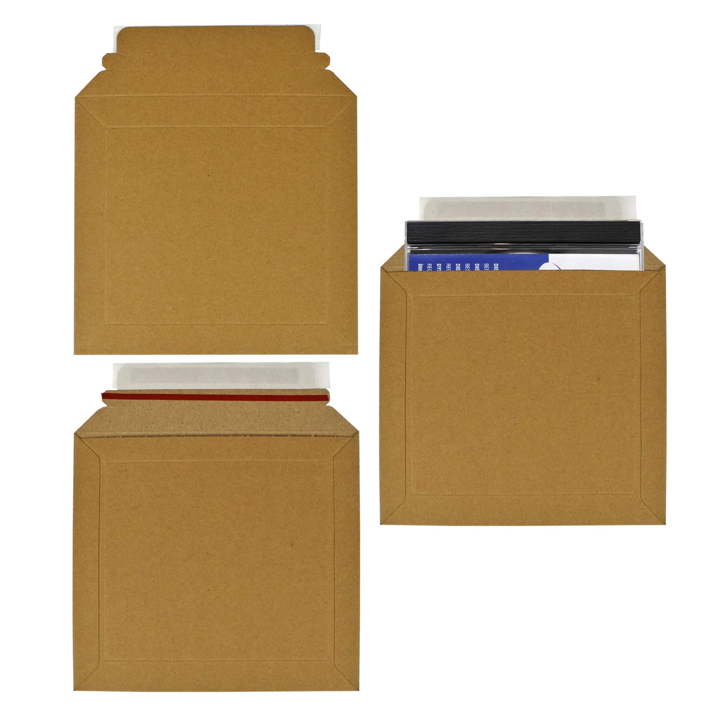 Strong Rigid Cardboard Envelopes CD Size 180x180mm Postal Mailers Small Peel and Seal Brown Board Envelopes 10-1000Pcs HTUK (10)