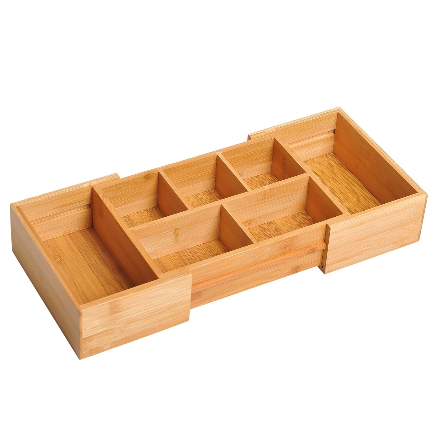 Homcom Bamboo Extendable Organiser Tray Drawer Inserts Wooden