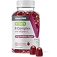 Vitamin B Complex Gummies with Vitamin C, Sugar Free - Energy, Metabolism & Nerve Health - B6, B12, Folic Acid, Biotin - Vegan, Gelatin Free, GMO Free - Tasty Chewable Strawberry Flavored Gummy