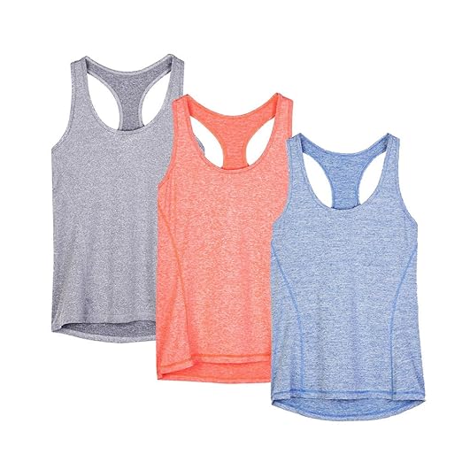 icyzone Damen Sporttop Yoga Tank Top Ringerrücken Oberteil Laufen Fitness Funktions Shirt