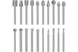 YURINWOO 20PCS HSS Rotary Burr Set, Carving Bits & Engraving Router Bit Set for Rotary Tool Accessories with 1/8"(3mm) Shank for Woodworking, Engraving, Drilling, Grooving