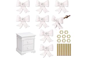 MorningRo 8 Pcs White Bow Dresser Knobs Cast Iron Coquette Girly Bow Drawer Knobs Vintage Decorative Cabinet Drawer Pull Hand