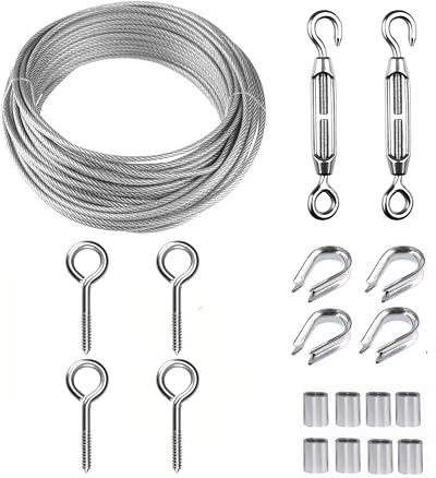 TooTaci Garden Wire Kit 15M 2mm PVC Stainless Steel Cable M5 Turnbuckle