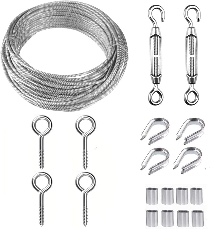 TooTaci Garden Wire Kit 15M 2mm PVC Stainless Steel Cable M5 Turnbuckle