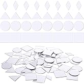 TIESOME 120 PCS 4 Shapes Mirrors for Crafts, 1 Inch Small Mirror Pieces for Crafts DIY Mini Mirror Mosaic Tiles Triangles/Squares/Rounds/Rhombus for Disco Ball Lamp Framing Decoration