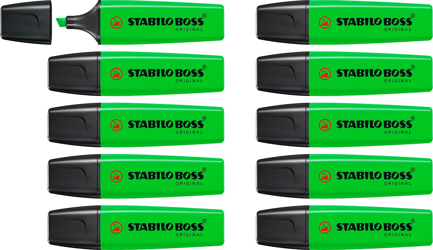 STABILO BOSS ORIGINAL - Highlighter - Pack of 10 - Green