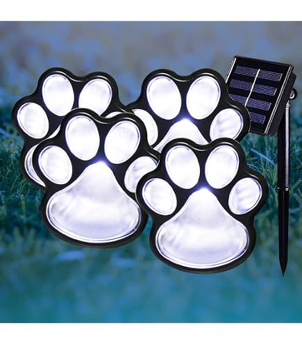 Lot De 4 Lampes Solaires Empreintes De Pattes - 9x9cm - Pour Allée De Jardin - Chargement Automatique