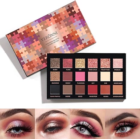 Veronni 18 Colores Paletas De Sombras Ojos De Color Mate Y Perla