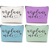 4PCS Funny Airplane Travel Gifts for Women Makeup Bag Travel Essentials Cosmetic Bag Traveling Toiletry Bags Flight Vacation Gifts for Girls Friend Travelers Girls Trip Birthday Mothers Day Friendship
