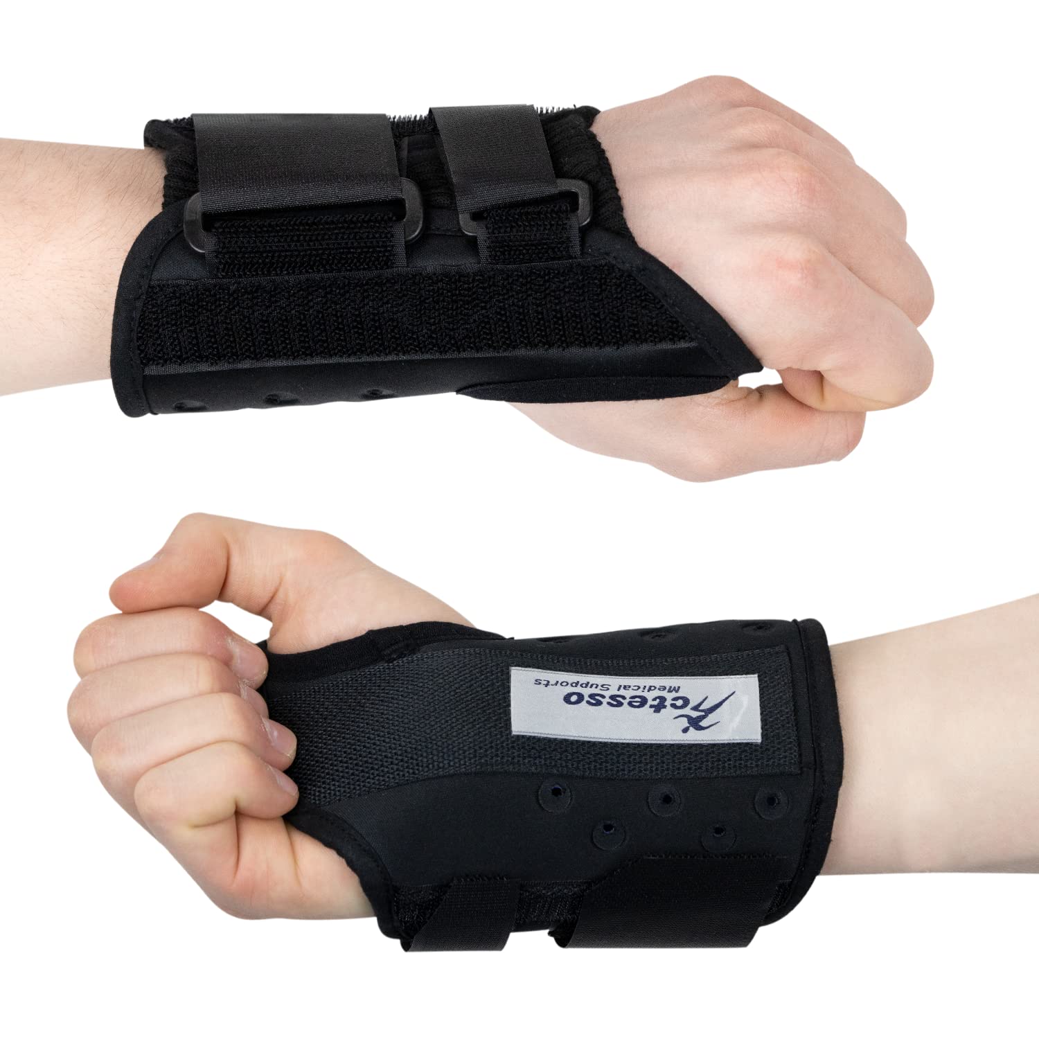 Actesso Dual Strap Wrist Splint Brace - Support Ideal for Carpal Tunnel Syndrome, Wrist Fractures, Sprains, Tendonitis, RSI and Injury (Small-Medium, Right)