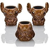 Geeki Tikis Disney Lilo & Stitch Eating Coconuts Ceramic Mini Muglets, Set of 3 | Party Cocktail Tumblers For Liquor and Beverages | Each Holds 3 Ounces