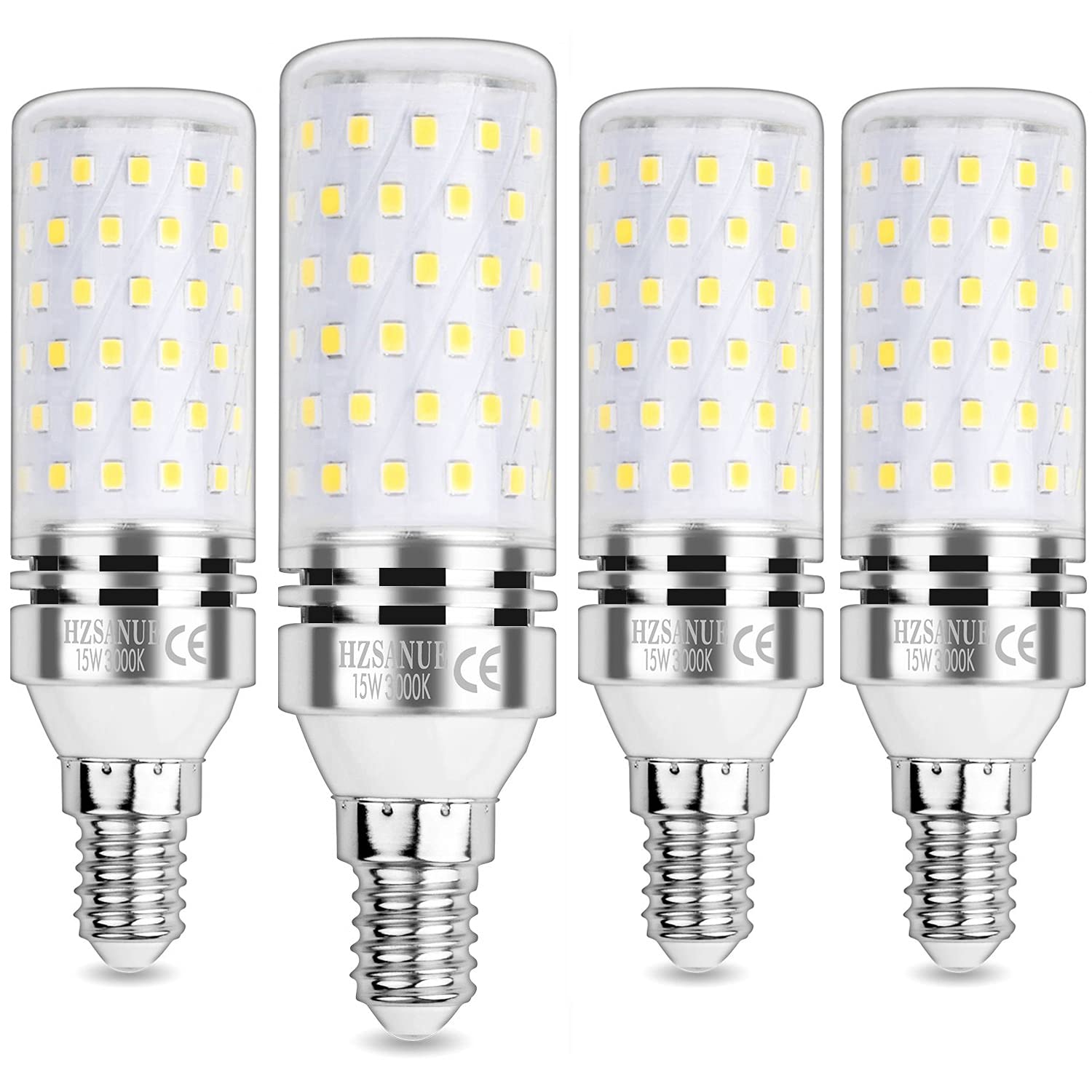 HZSANUE E14 LED Corn Bulbs 15W, 3000K Warm White, 1700LM,Small Edison Screw Bulbs,120W Incandescent Bulbs Equivalent,Pack of 4