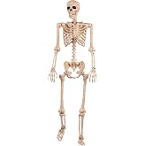 Crazy Bonez Original Pose-N-Stay Halloween Skeleton, 5 FT &ndash; Life-Size | Realistic, Fully Poseable Indoor &amp; Outdoor Decoration, Durable Plastic Spooky Prop for Yard, Porch, Haunted House