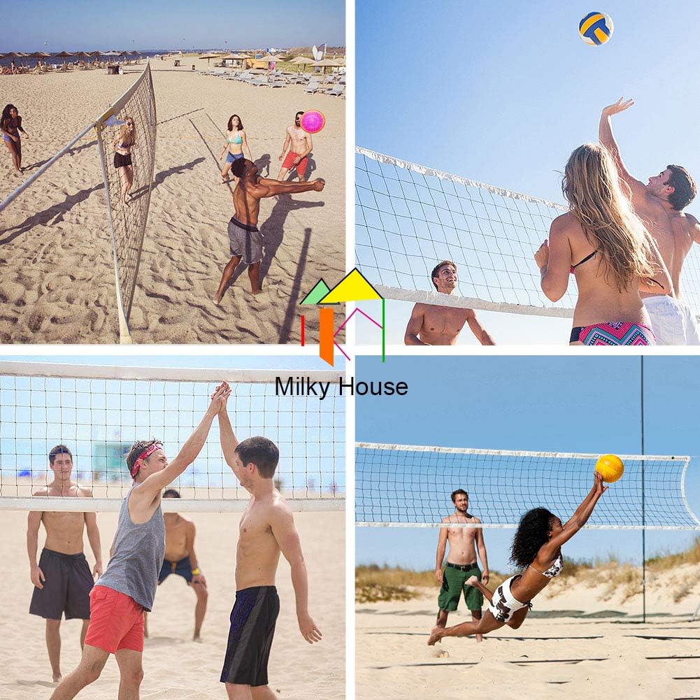Milky House Volleyball Nets Volleyball Replacement Net for Outdoor or Indoor Sports Backyard Schoolyard Pool Beach (32 FT x 3 FT) Portable Outdoor Volleyball Net, Poles Not Included : Sports & Outdoors