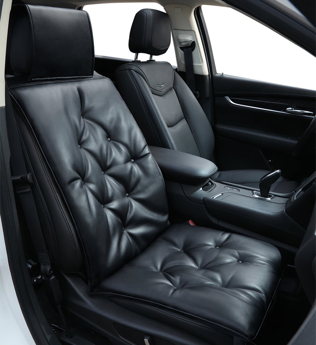 Car Seat Cushion Soft Leather Car Seat Pad Protector -Premium Cotton Keep Comfortable Universal Four Seasons, Seat Cover pad Mat for Auto Supplies Office Chair 1PC Black