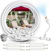 CARPATHEN Misters for Outside Patio with Flexible Rod Nozzles, 33 ft, White | Misting System for Outside Patio Cooling, Garden Faucet Setup for Pergola, Garden, Greenhouse, Backyard