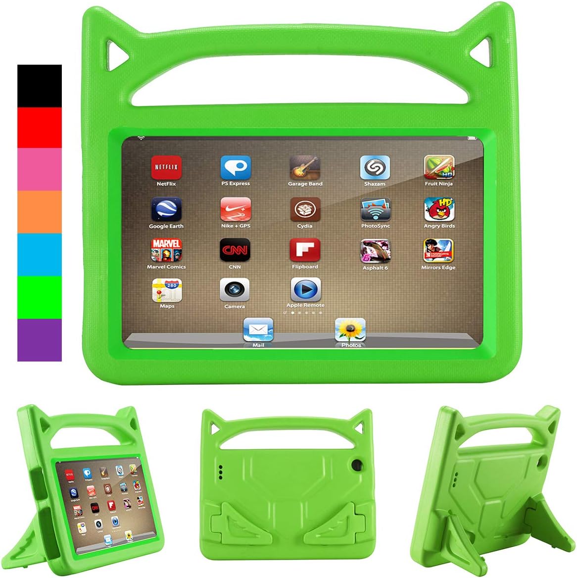 All-New Fire HD 8 case,Fire HD 8 Tablet Case,Jottier-(Compatible with 6th/7th /8th Generation,2016/2017/2018 Releases) Kids Shock Proof Light Weight Protective Stand Case(New Green)