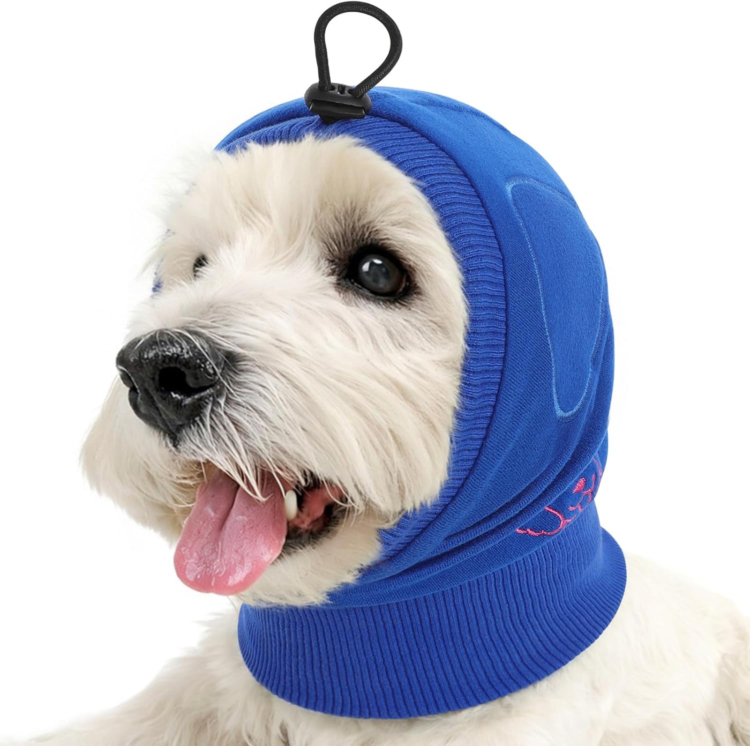 SUNFURA No Shake Ear Wraps for Dogs, Adjustable Dog Ear Cover with SoundProof Pads, Anxiety Relief Pet Ear Muffs Noise Protection Dog Calming Hoodie for Hematoma, Grooming, Fireworks, Thunder, Blue M