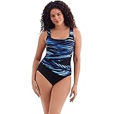 Longitude by Mimi Flamingo Women's Swimwear Second Wave Wrap Sash Tank One Piece Swimsuit, Denim Blue, 08