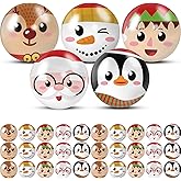Poen 100 Pieces Christmas Stress Ball 2.5 Inch Foam Pu Stress Balls Snowman Stress Toys Santa Claus Stress Relief Toys for Christmas Party Favors Stocking Stuffers Gifts Goodie Bag Fillers