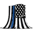 Super Warm Soft Fuzzy Bed Throws/Throw Blanket for Shower Gift 39"x49" Fleece Blanket Throw Size American Flag Blue and Black Lightweight Cozy Luxury Bed Blanket Microfiber