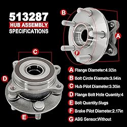 Pair 513287 Front Wheel Bearing Hub Assembly
