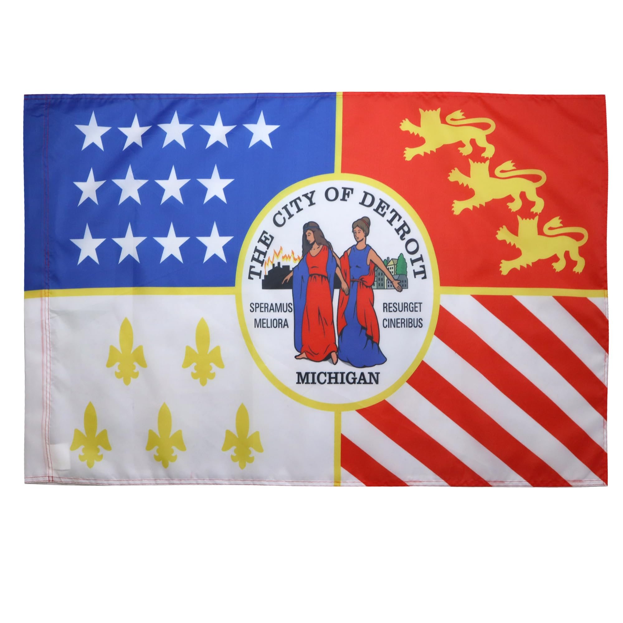 AZ FLAG - City of Detroit Flag - 3x5 Ft - Detroit Banner with Sleeve - 100% Polyester - Fade Resistant - Vivid Colors - 3' x 5' Feet - 150x90 Cm