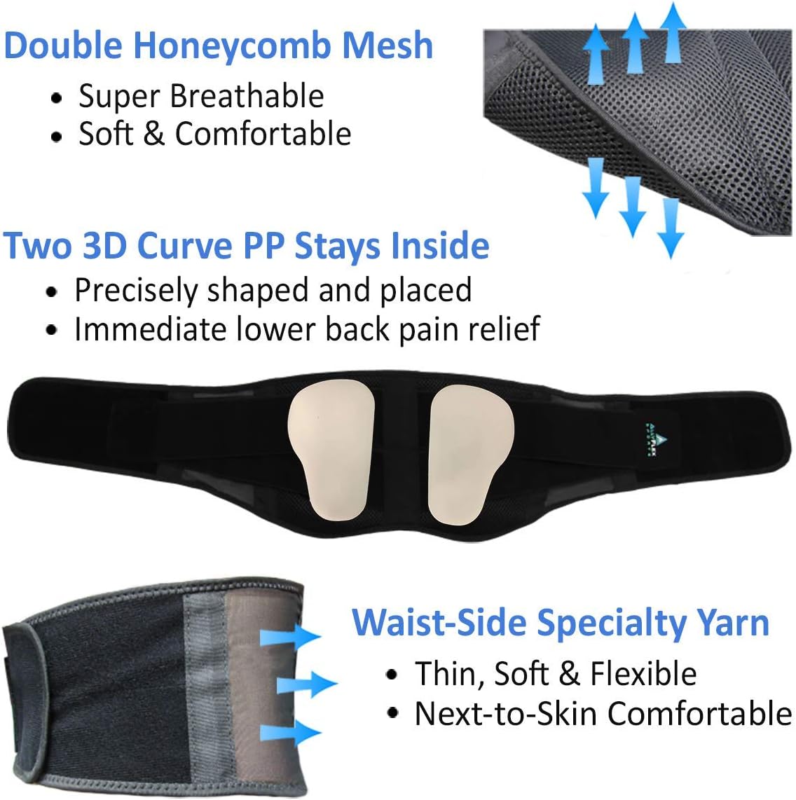 Lightweight Back Brace Under Clothes Breathable Honeycomb Mesh & Dual Lumbar Pads for Lower Back Pain Relief, Adjustable Straps for Optimal Lower Back Support - XL/XXL: Health & Personal Care