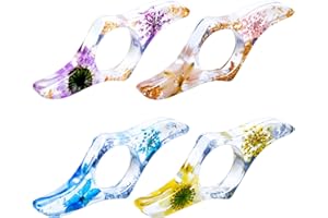 4 Pieces Dried Flower Resin Book Page Holder Thumb Book Page Holder Homemade Thumb Ring Page Holder Personalized Flower Resin