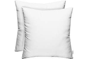 RSH DECOR: Sunbrella Square Throw Pillows Set of 2 | 24" x 24" | Water and Fade-Resistant Performance Fabric | Outdoor Pillow Covers with Down-Alternative Inserts | Canvas White
