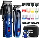 GinJee Professional Hair Clippers for Men Cordless & Corded - Rechargeable Barber Clipper & Trimmer Set with Fade Lever for Home Haircuts, Grooming Kit with Guide Combs, with Travel Case